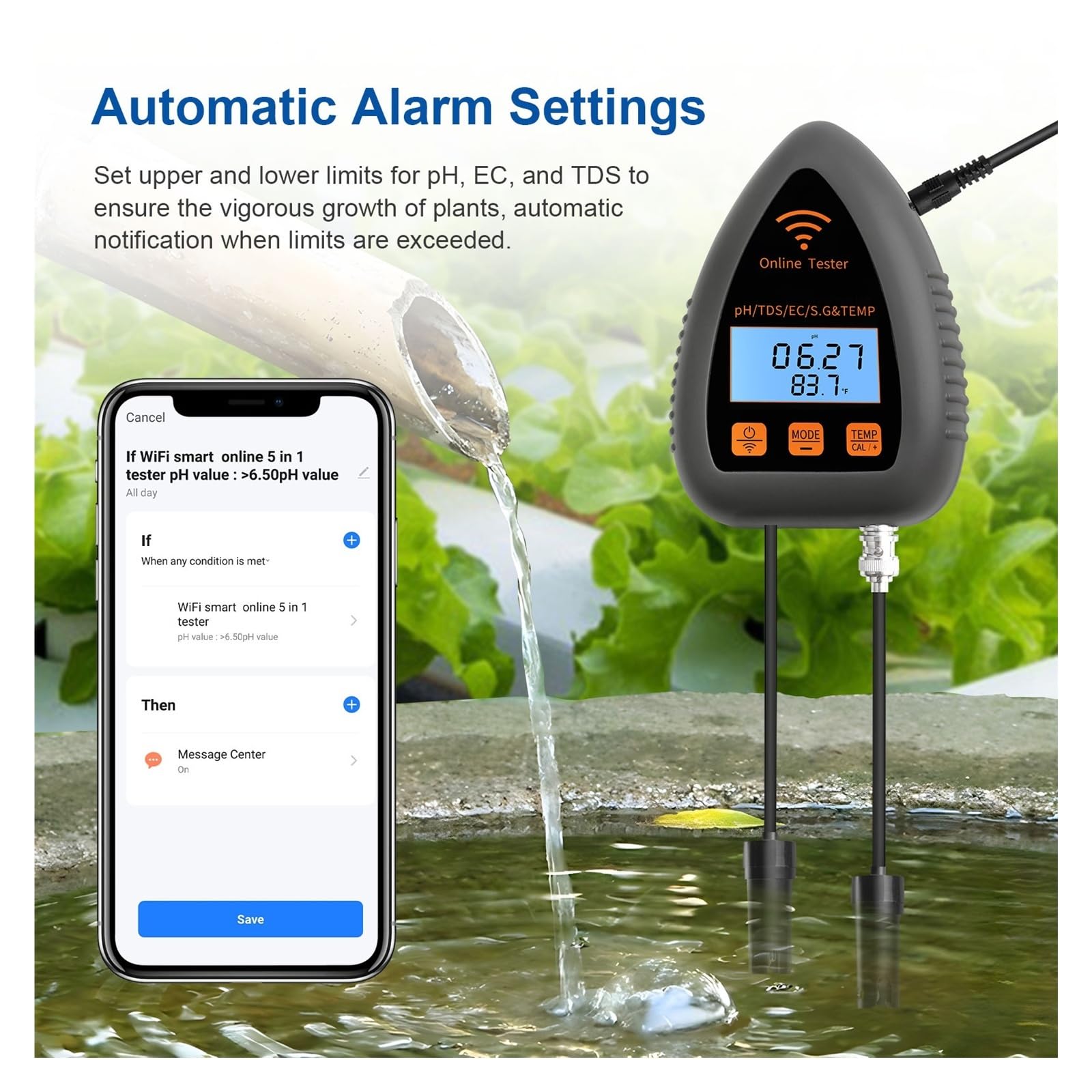 Miernik pH WiFi online EC TDS SG Tester temperatury Rejestrator danych Tuya Remote Water Quality Monitor