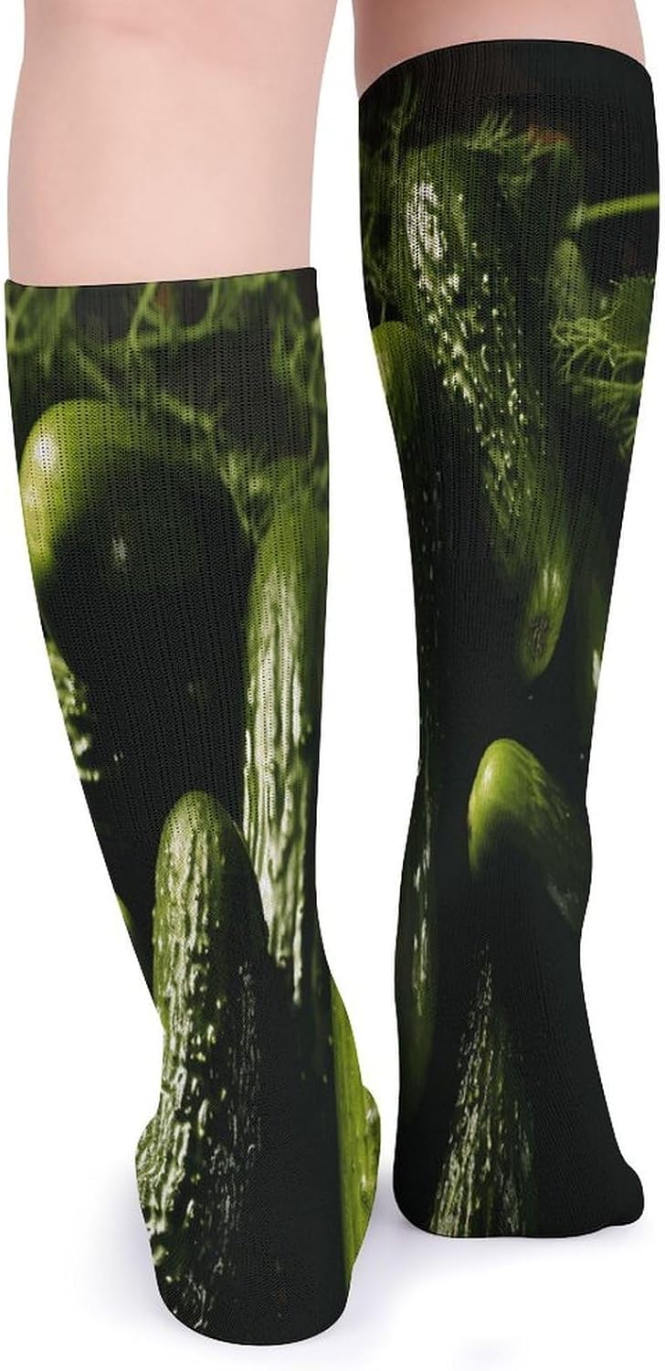 Pickle Knee High Socks Cozy Knee High Socks Soft Mid-Length Sock for All Seasons Daily Wear Adult