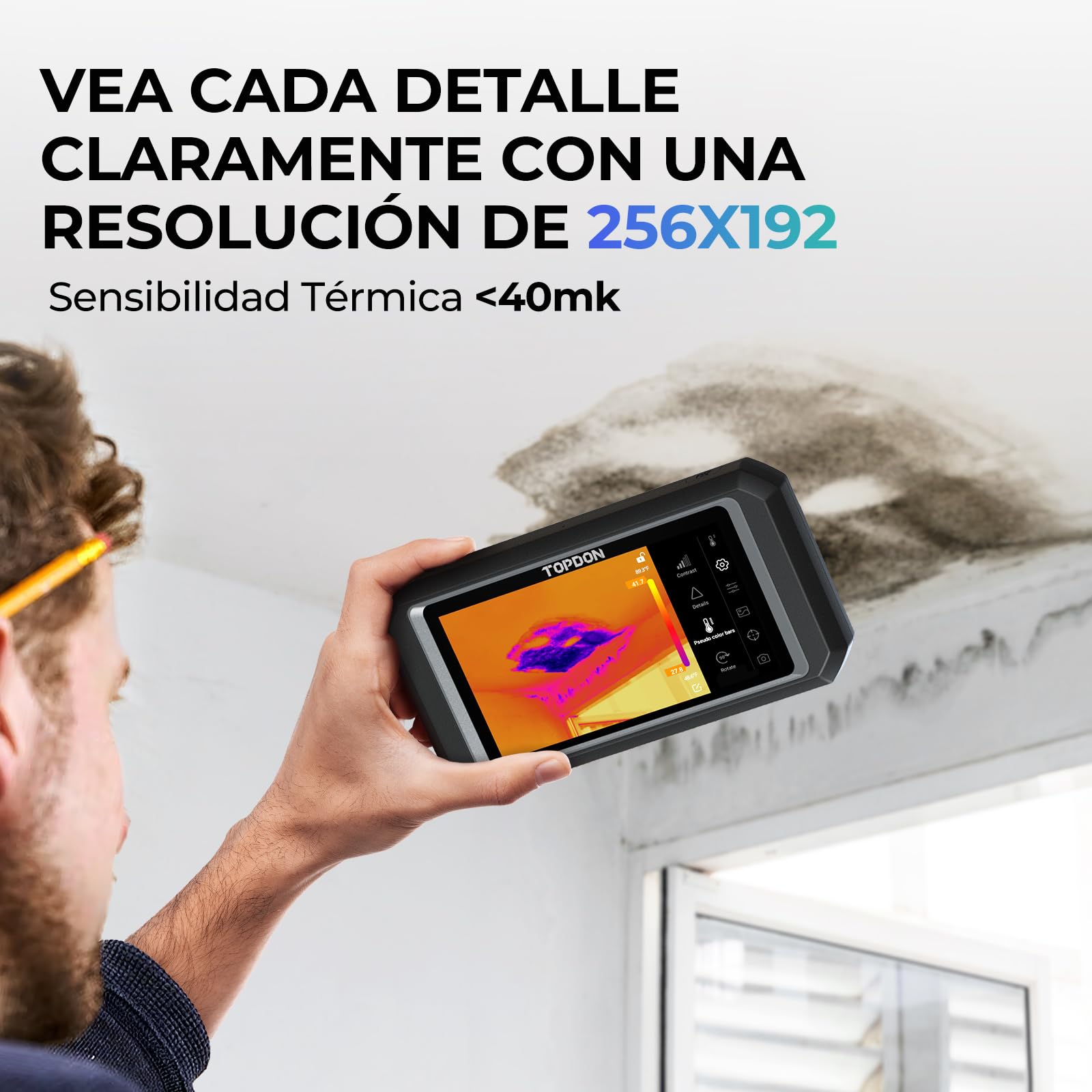 TOPDON TC003 Cámara Termográfica con Resolución TISR 512x384 y Cámara Visual de 5MP, 5" Pantalla Táctil Cámara Térmica, 32GB Almacenamiento, 25Hz, 40mk, -20°C ~550°C, Funciones WiFi, Bluetooth y OTG