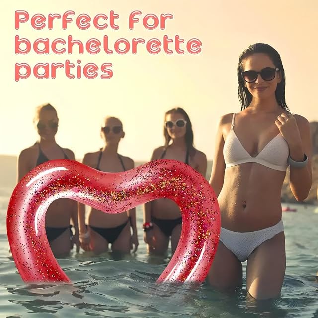 Foto 6 de 6 de Flotador hinchable en forma de corazón, 120 cm, para adultos, para piscina, playa de arena, fiesta (rojo-b)