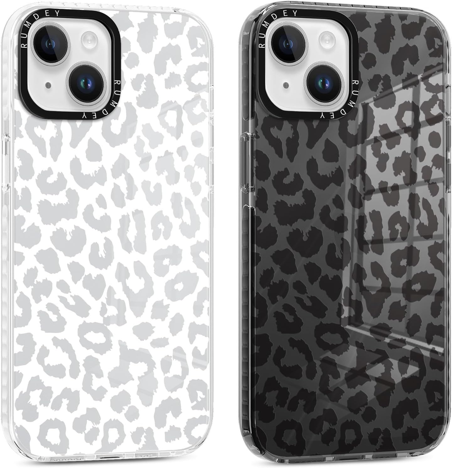 RUMDEY 2 Pack Cheetah Print Cases for Apple iPhone 13 / iPhone 14 Case 6.1 inch, Clear Cute Coquette Fashion Leopard Patterns for Girls Women Funda with Shockproof Protection Silicone Soft TPU Cover