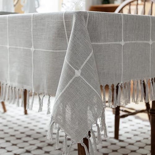 Miniatura 2 de Mantel rústico hecho a mano con borlas  Manteles impermeables para mesas rectangulares, sin arrugas, resistente a las manchas de aceite, para