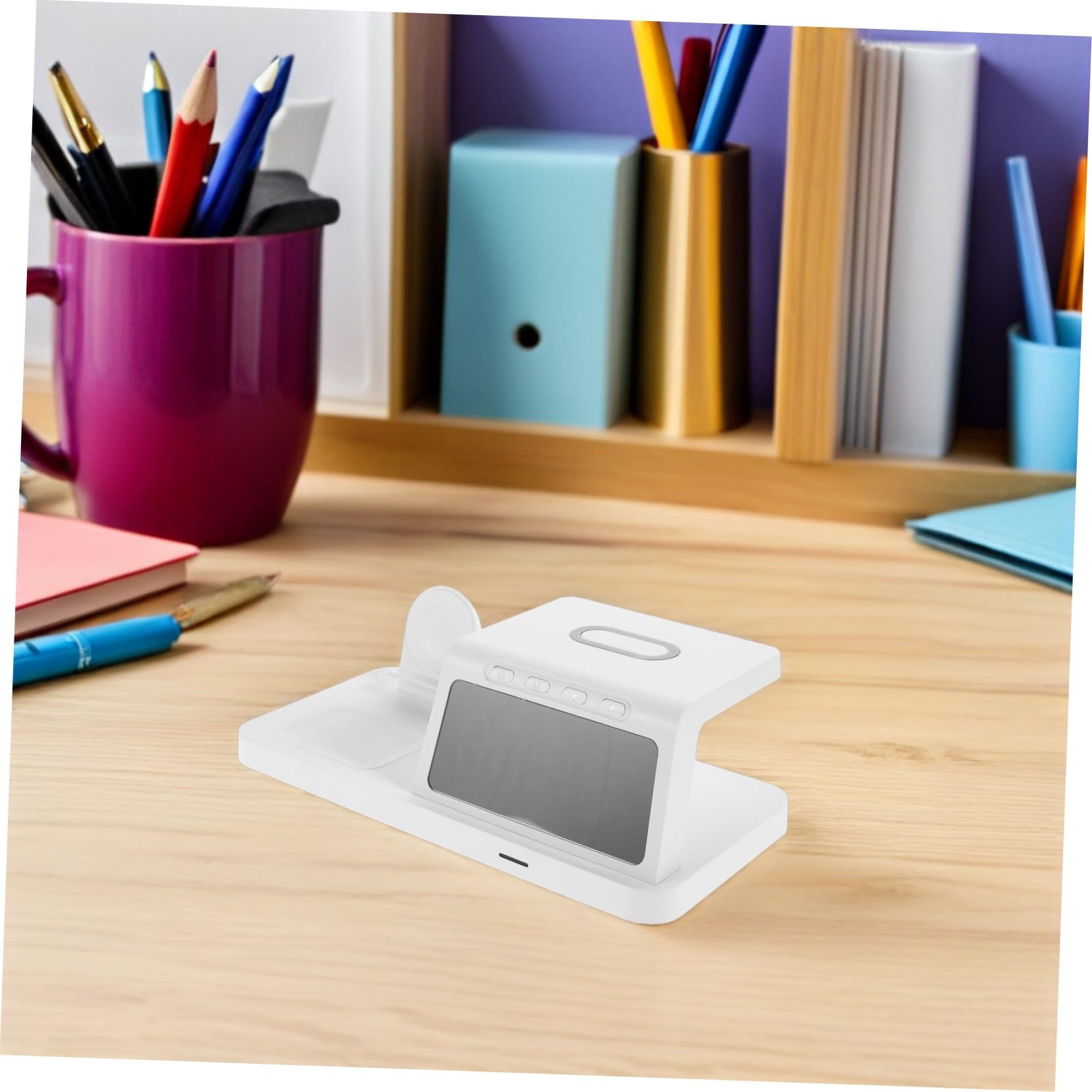 15w Cargador Inalámbrico con Reloj de Pared Soporte de Carga Carga Rápida para Teléfonos para Mesita de Noche para Dormitorio
