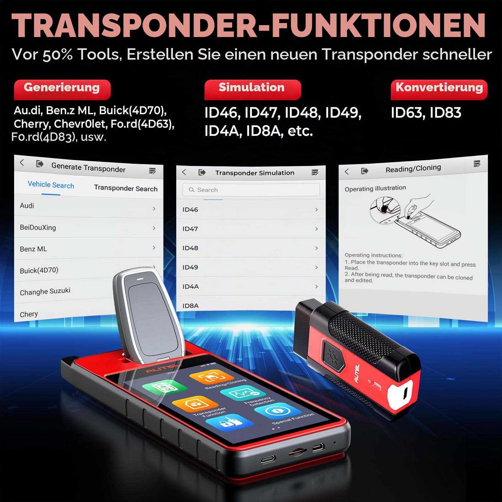 Autel MaxiIM KM100E Autoschlüssel Programmierer, 2026 wie KM100 KM100(X) KFZ Schlüssel Programmiergerät, Lite Ver. von IM508S IM608S II Diagnosegerät Auto, Integrierter APB112, OBD Lernen, Auto VIN | 60s Schnellschlüsselgenerierung, Transponder klonen/bea