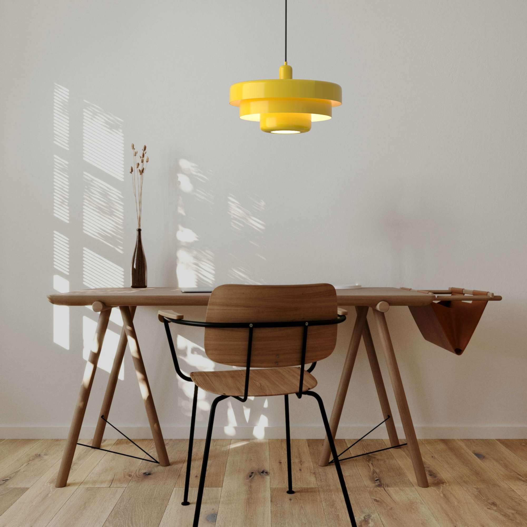 BARCELONA LED Pendelleuchte MACARRON Gelb 3-stufig, Metall Eisen, Bauhaus Minimalistisch, Indirekte Blendfreie Beleuchtung, Klassisch Vintage Modern & Zeitloser Luxus E27