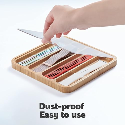 Miniatura 6 de Organizador de Correas de Reloj de Madera - Funciona con Todas las Correas de Apple Watch - Estuche Bandeja de Almacenamiento y Exhibición de