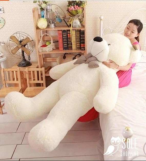 GIFT for Lover - 160 cm Imported Fabric GIANT Size Plush Bear White with Bow Tie