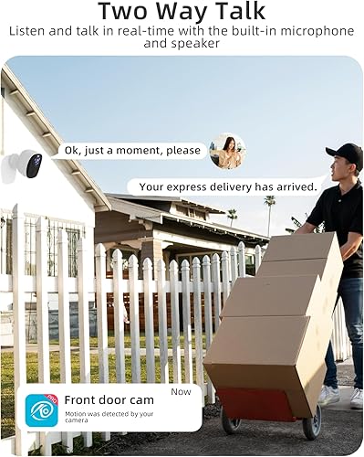 Miniatura 4 de Cámaras de seguridad WiFi 5G2.4G inalámbricas para exteriores, cámaras WiFi alimentadas con batería 2K con foco de detección de movimiento AI,