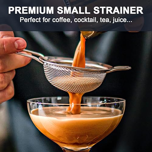 Miniatura 6 de Colador pequeño de malla fina de 2.7 pulgadas, mini tamiz de metal con mango resistente, colador de acero inoxidable para té, jugo, café, polvo