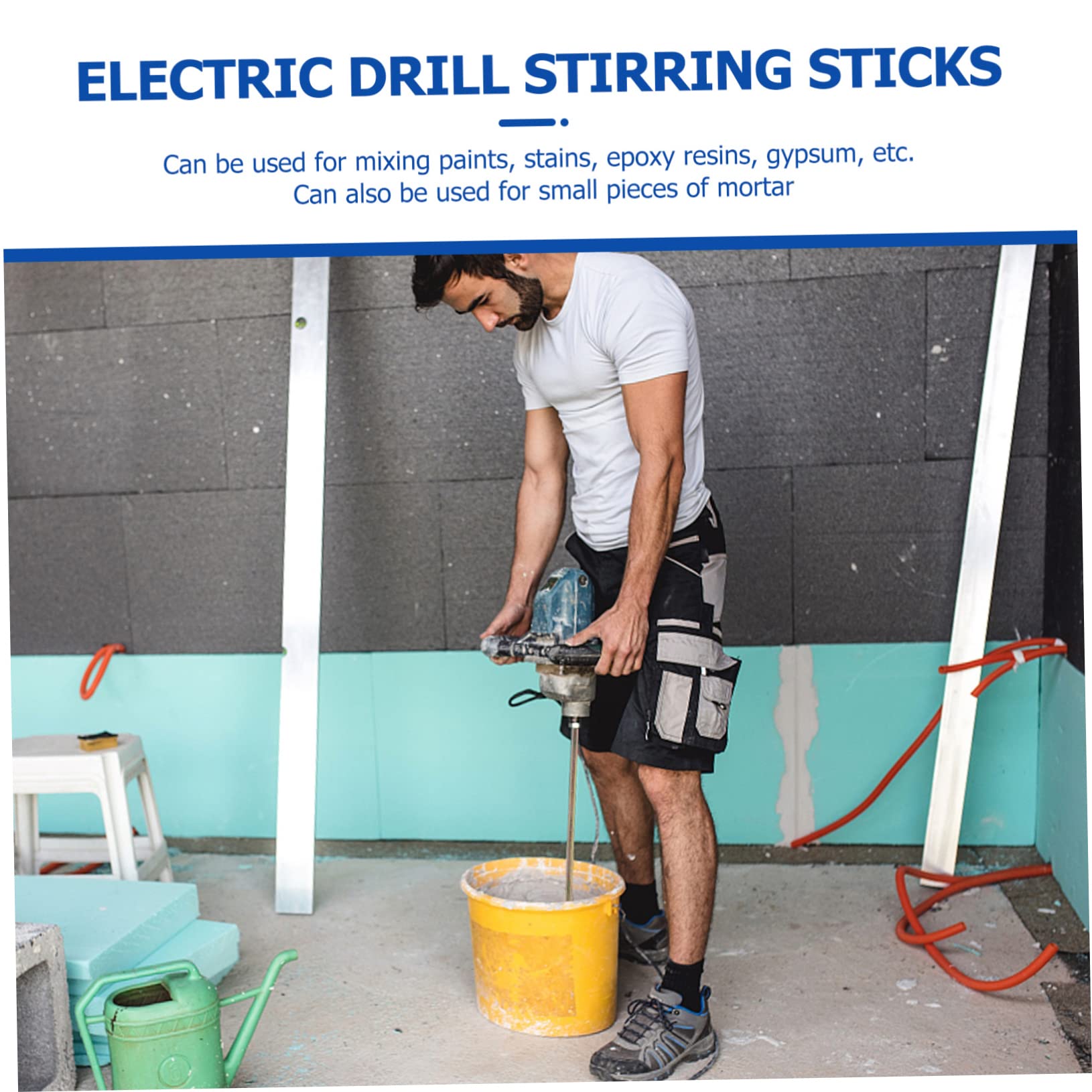 LALAFINA 2pcs Electric Drill Stirring Rod for Mixing Mud Cement Paint Hexagonal Head Power Drill Mixing Attachment