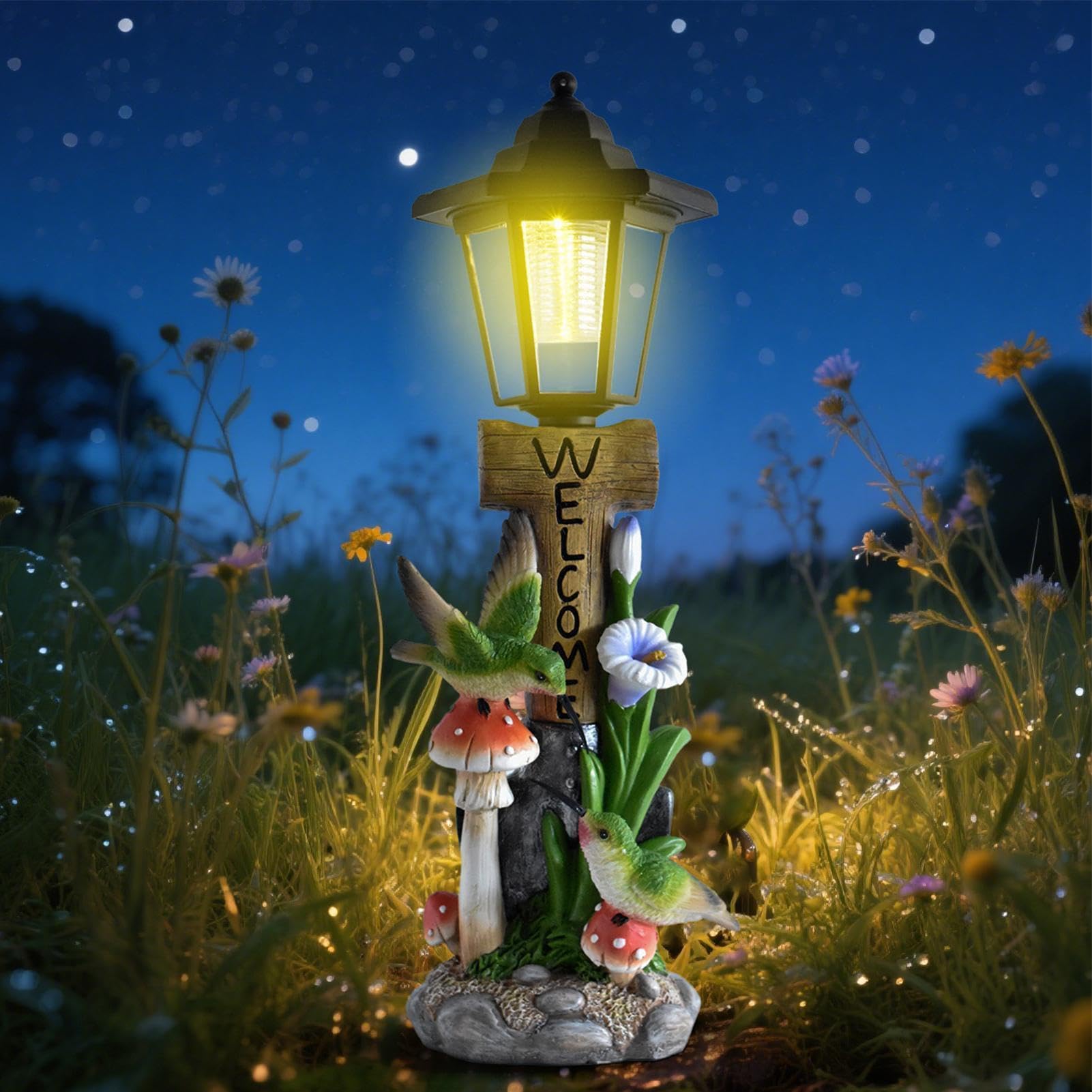 Estatua De Jardín Con Luz Solar Figura Decorativa Iluminada Impermeable | Figuras Decorativas de Césped Para Patio, Porche, Balcón, Césped, Pasillo, Hogar,