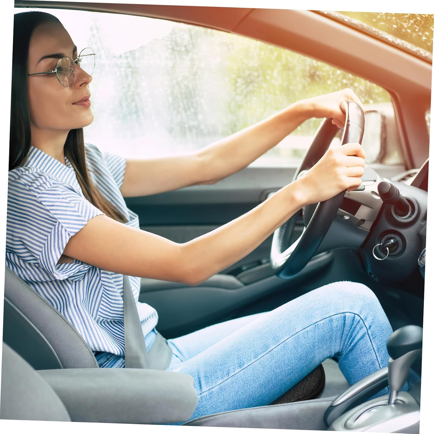 Wakauto 360 Rotating Seat Cushion,Car Swivel Seat Cushion Non-Slip Portable Pivot Disc Pad for Elderly, Pregnant Woman