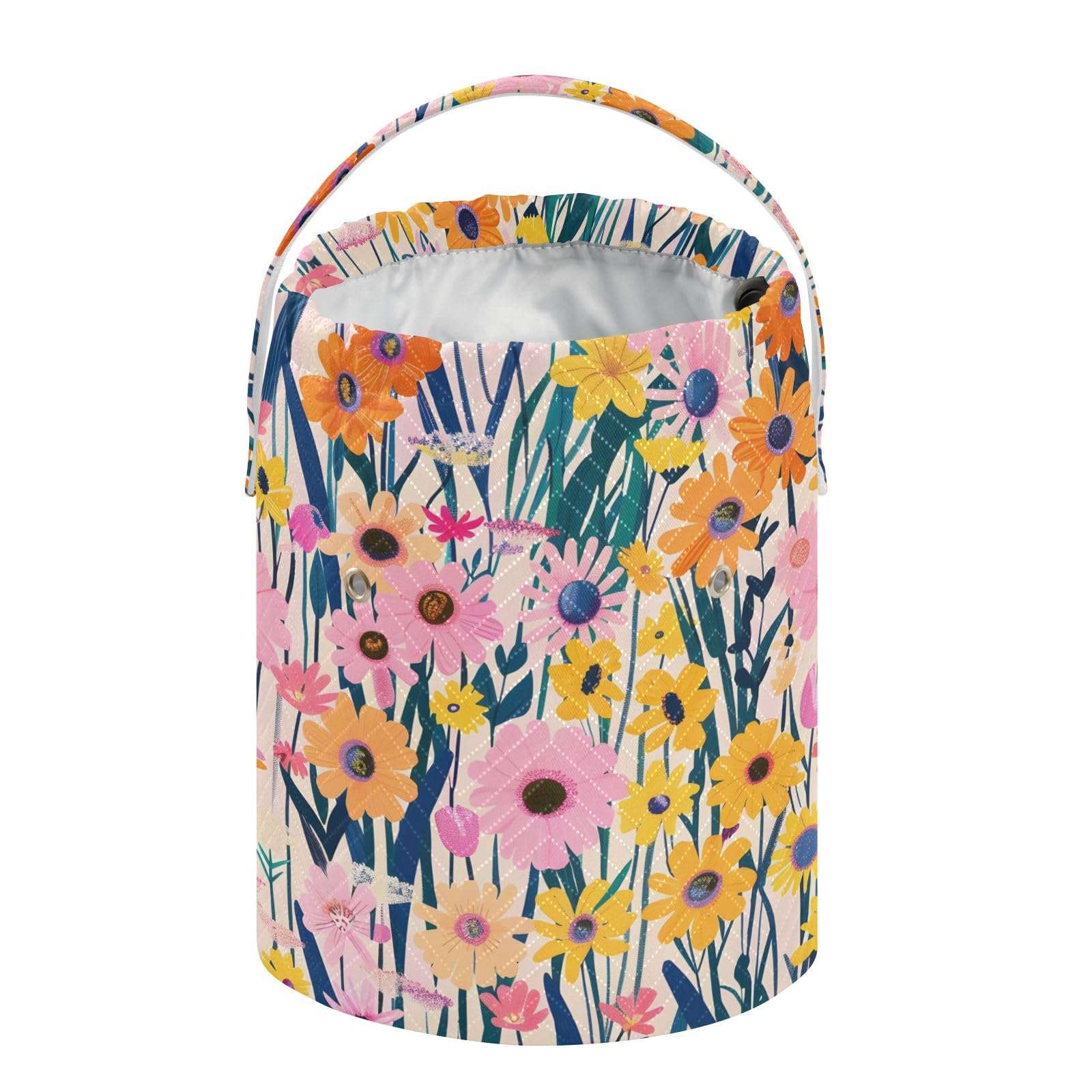 Yarn Storage Bag Small Crochet Bag Knitting Bag Organizer Blooming Flowers Yarn Bags for Crocheting Basket