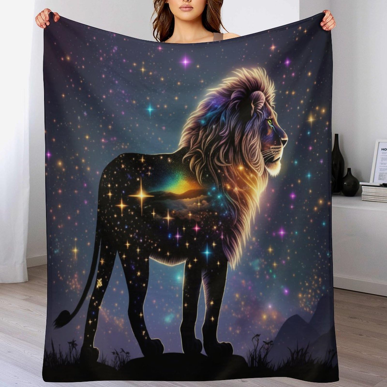 Couverture flanelle lion 3D idéale pour vos soirées cocooning au salon