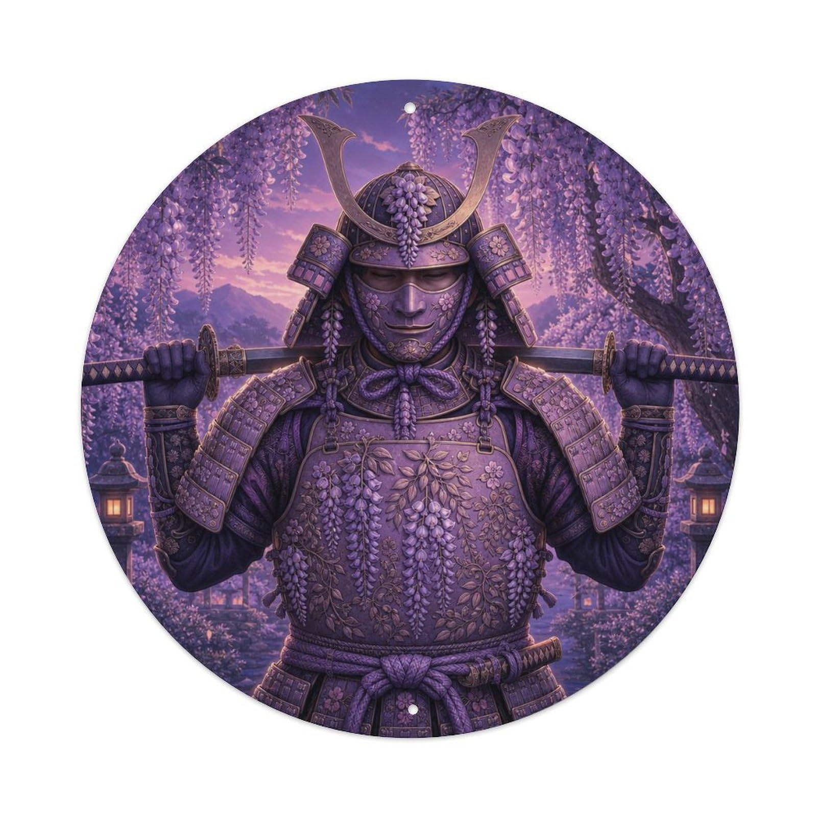 Okngb Style Shadow Lavender Dusk Blade Behind Back Rest Armor Label Metal Tin Sign Plaque Wall Decor For Cafe, Man Cave, Club Bar, Office, Home Garden Round Metal Poster 8X8inch