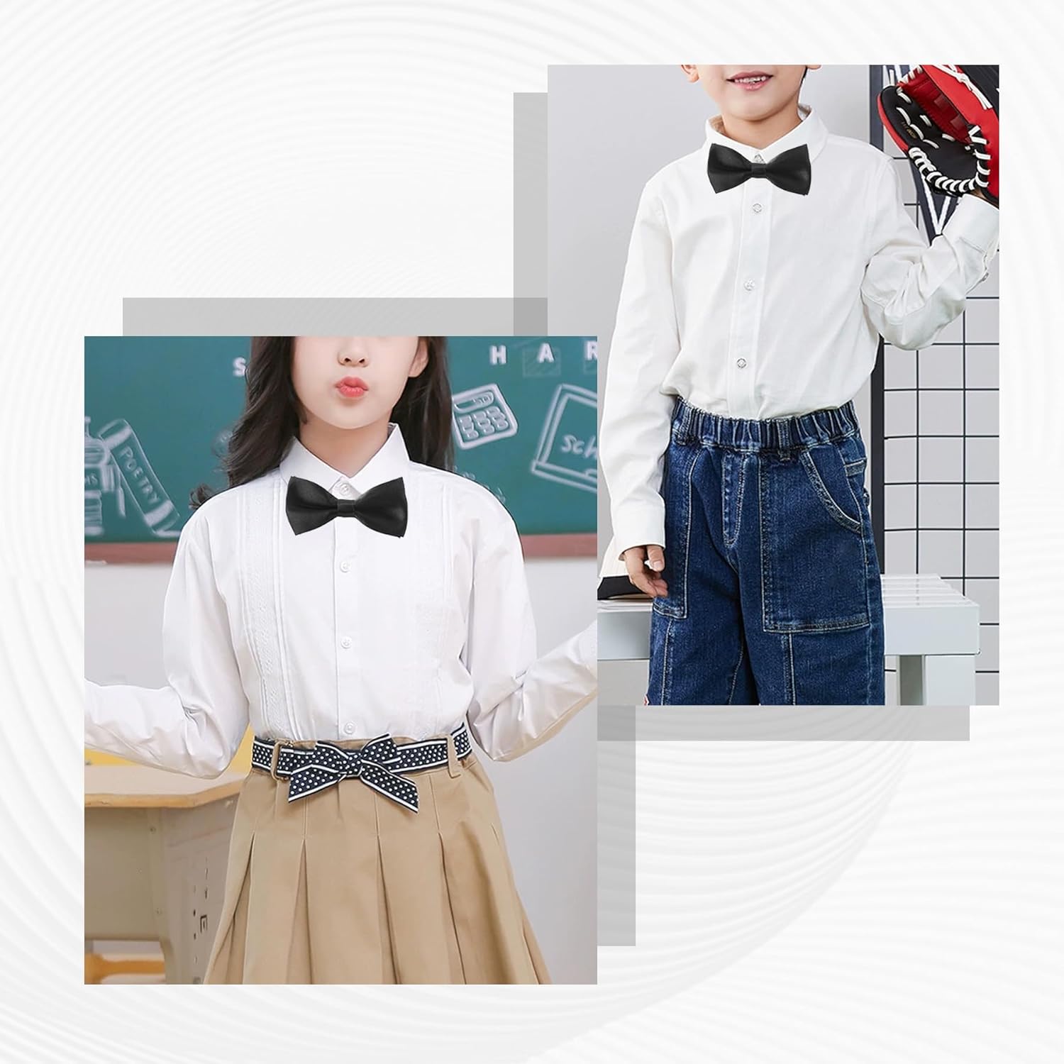 EKIND Adjustable Pre-Tied Bowtie for Boys, Double Layer Satin Fabric, Formal Occasions