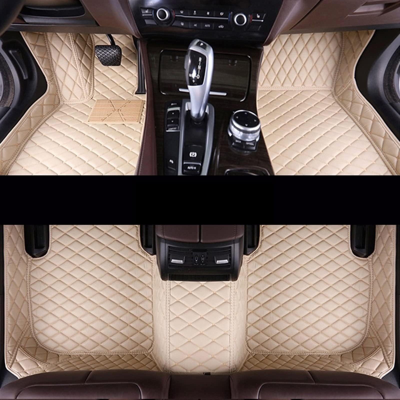 EKEGUY Car Floor Mats Custom Auto Foot Pads For Maybach S Class W223 S350 400 450 500 580 600 680 2020 2021 2022 Car Mats Leather (Color : اللون البيج)