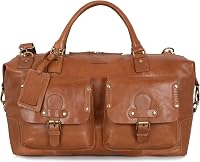 Marc Peter Wax Tan Bőr Utazótáska Férfiaknak Hétvégi Weekender Duffel Bag Nagy XL 8