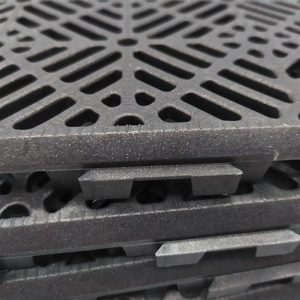 Pack de 12 Dalles Anti-humidité Anthracite ≈1m² Camping Vestiaires Piscines