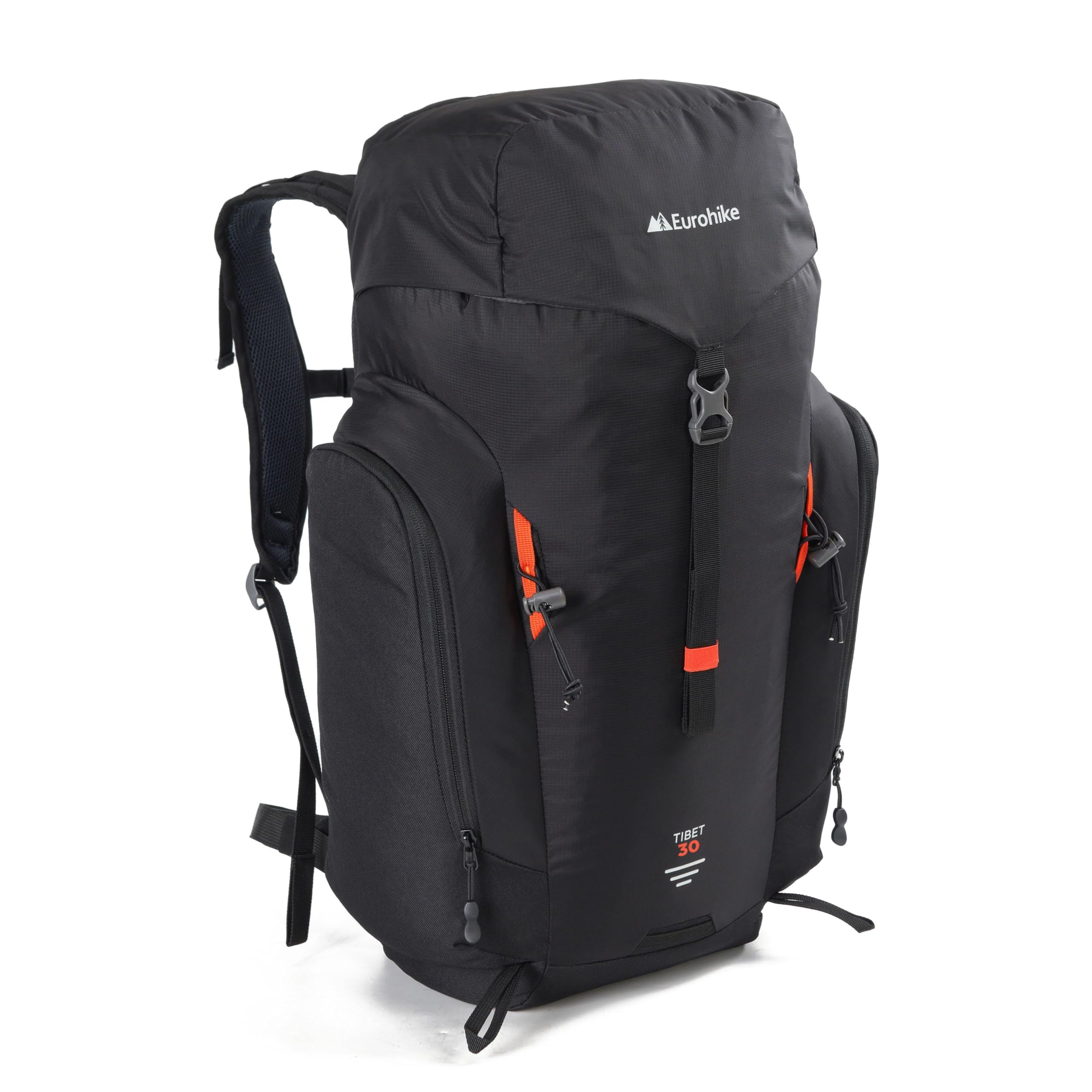 Eurohike Tibet 30 Litre Rucksack with Padded Harness & Multiple Pockets, 30L Backpack, Bag for Men & Women, Adjustable & Ventilated, Ideal for Commuting, Travelling, Camping, Hiking & Outdoors (Black)