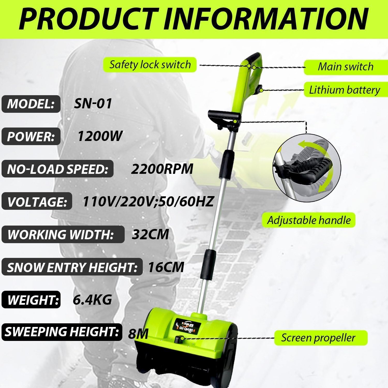 (similar to stock photo) brushless cordless snow shovel 13.5-inch, 40v electric snow blower with 4.0ah battery & rapid charger, battery powered snow removal with 25ft throw distance for driveways patios walkways (1 battery)