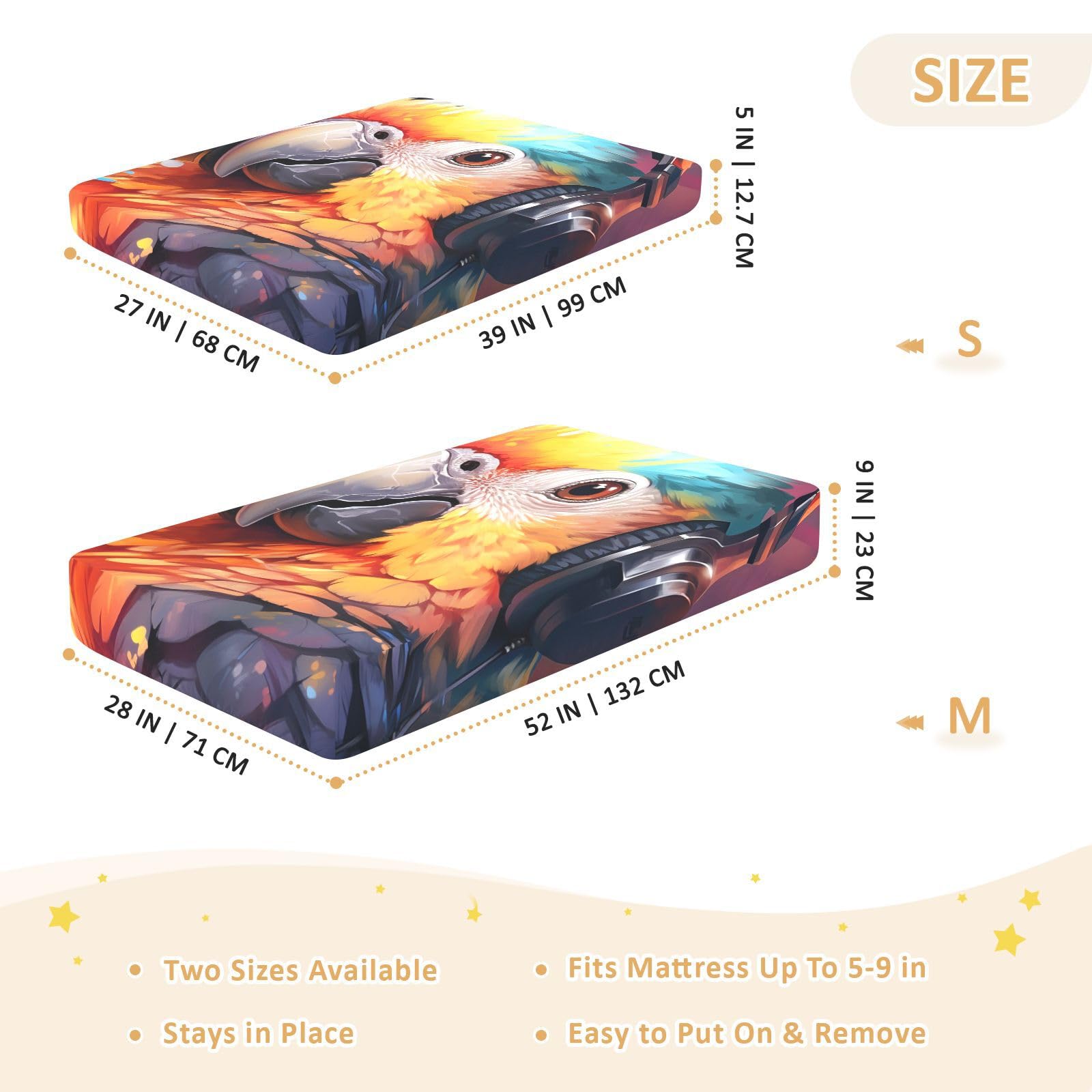 Mignon Perroquet Coloré Drap Housse pour Lit BéBé en Coton Doux,Adapté au Matelas Parc