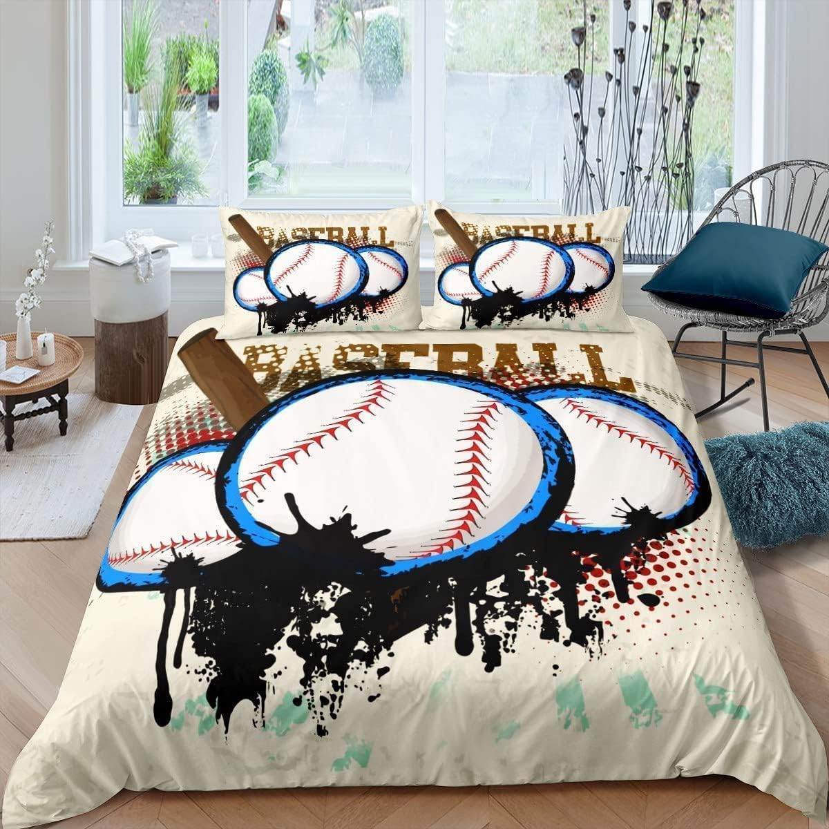 Housse de couette 150x200 rétro parure de lit 1 personne imprimée 3D
