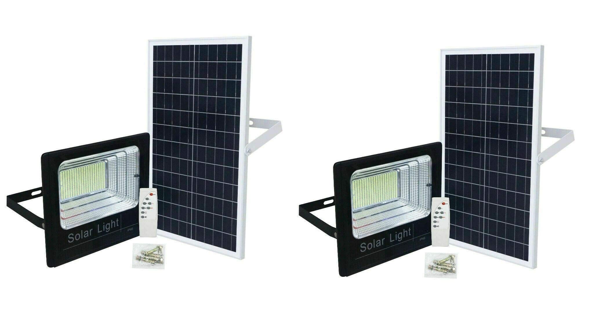 tempo di saldi Coppia di Fari a LED da 400W SMD Luce Bianca con Pannello Solare e Sensore
