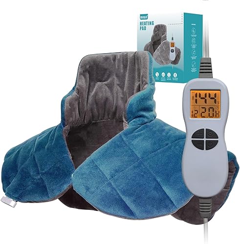 Miniatura 1 de Ruqiji Almohadilla térmica de cuello y hombro con peso de 19 x 24 pulgadas, 2.5 libras con 12 ajustes de temperatura y temporizador de cuenta