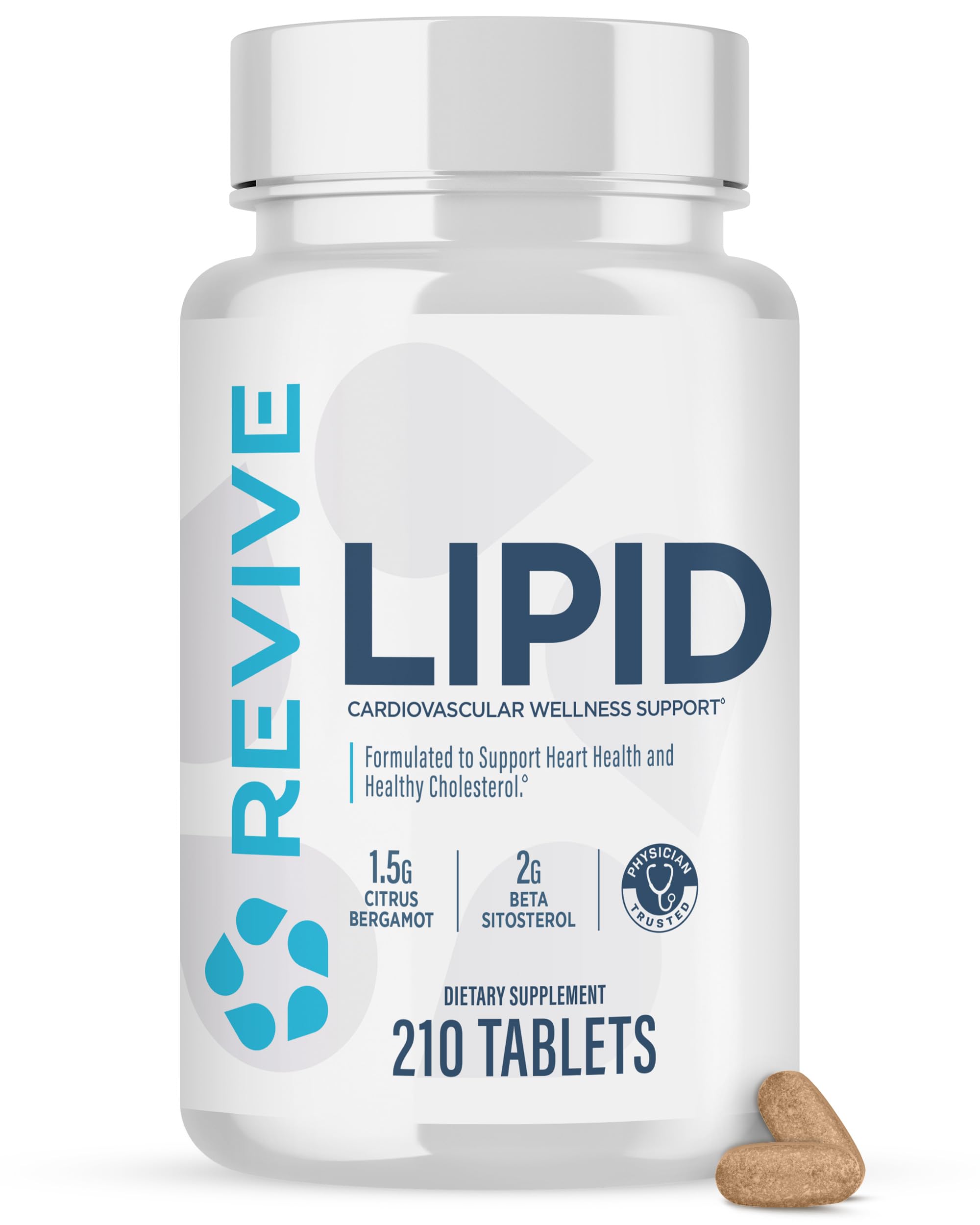 Revive MD Lipid Support Formula - Supplement Helps Maintain Healthy Cholesterol Levels, Endothelial Health & Triglyceride Levels - Beta Sitosterol, Citrus Bergamot & Pantethine