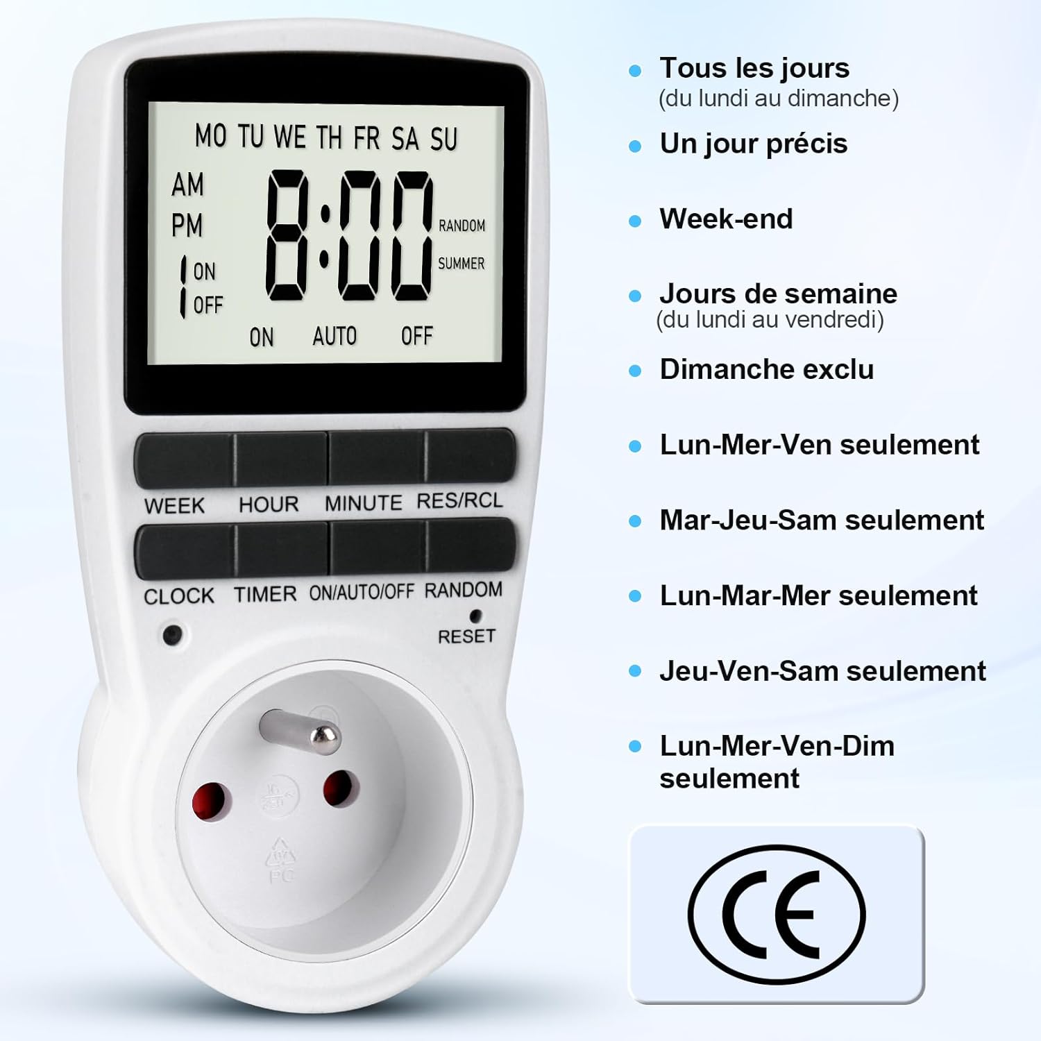 Day combination options for timer programming