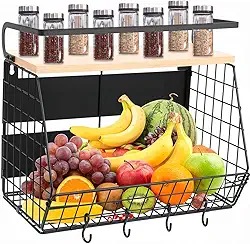 Prateleira Cozinha, Porta Temperos Parede, Prateleira para Cozinha, Porta Temperos de Parede, Prateleira Organizadora Cozinha, 3 Ganchos Móveis, Suporte Magnético para Temperos para Geladeira