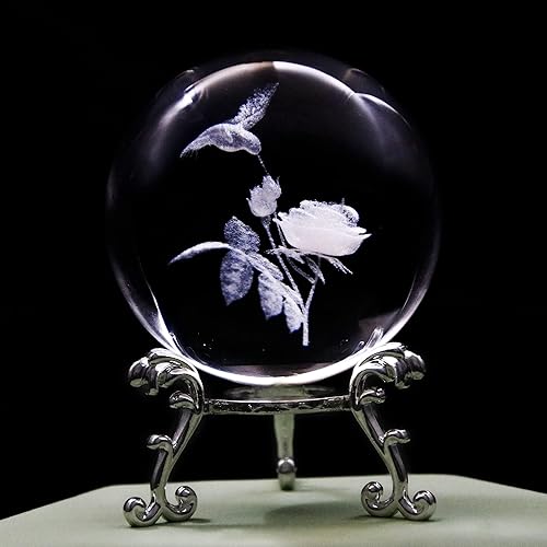 Bola de cristal de colibrí 3D de 2.362 in, pisapapeles grabada con láser, figura de pájaro de colibrí, esfera de cristal, globo de cristal con