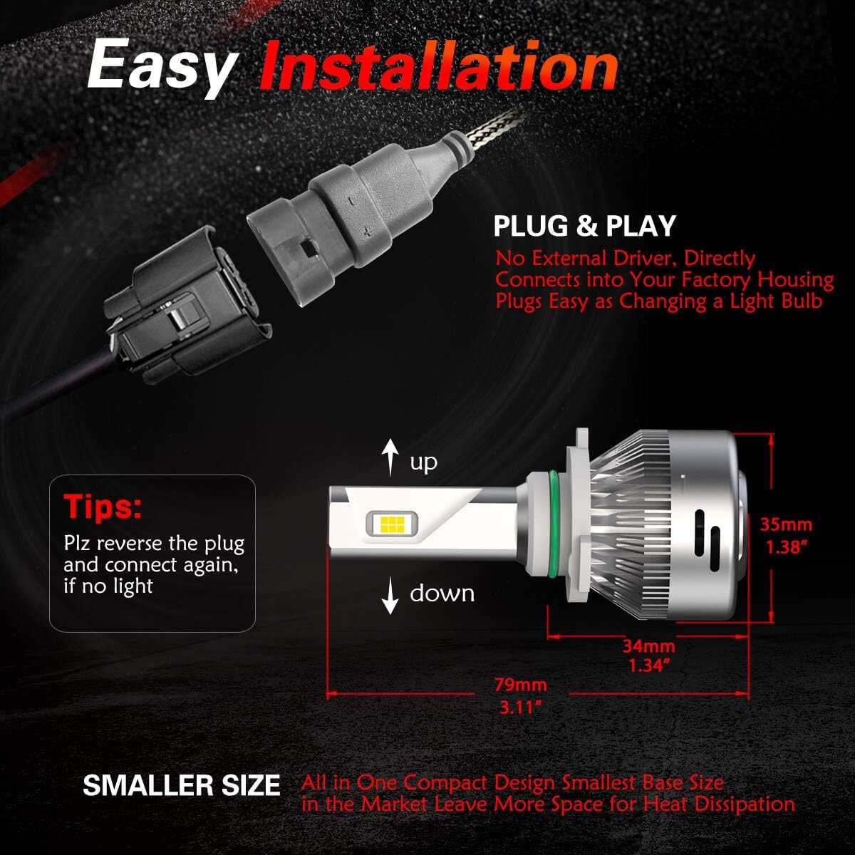 Buy 2 get 3 LASFIT 9006 HB4 LED Bulbs 60W 6000LM 6000K Bright Low Fog Lights LED Conversion Kit, Plug&Play