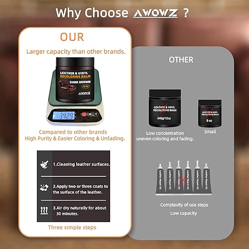 Miniatura 6 de Bálsamo de recoloración de cuero, kit de reparación de cuero de 10 onzas para muebles, restaurador de color de cuero, tinte de cuero para recolor,