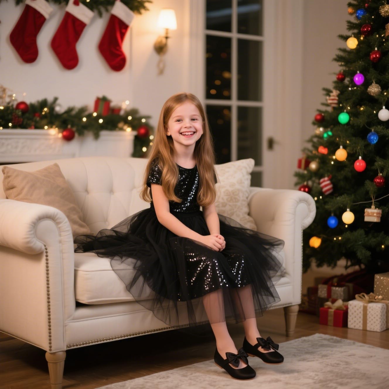 Otter MOMO Toddler/Little Girls Flower Girl Dress Black Shoes Size 4.5 Ballerina Flats School Party Wedding Shoes - Image 2