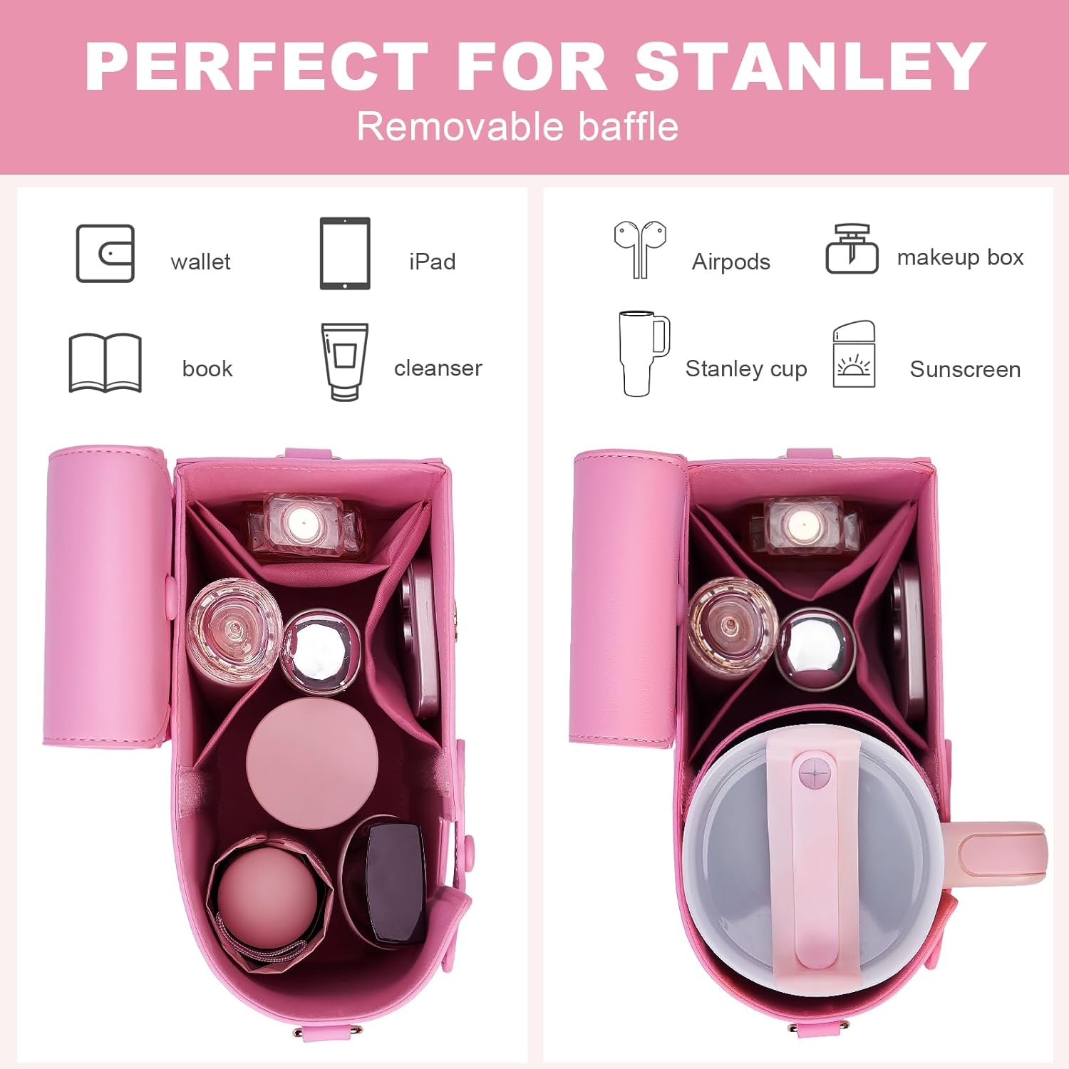 Stanley Purse Cup Holder for 40oz - Portable Crossbody Tumbler Bag with Strap, Water Bottle Carrier for Outdoor Travel