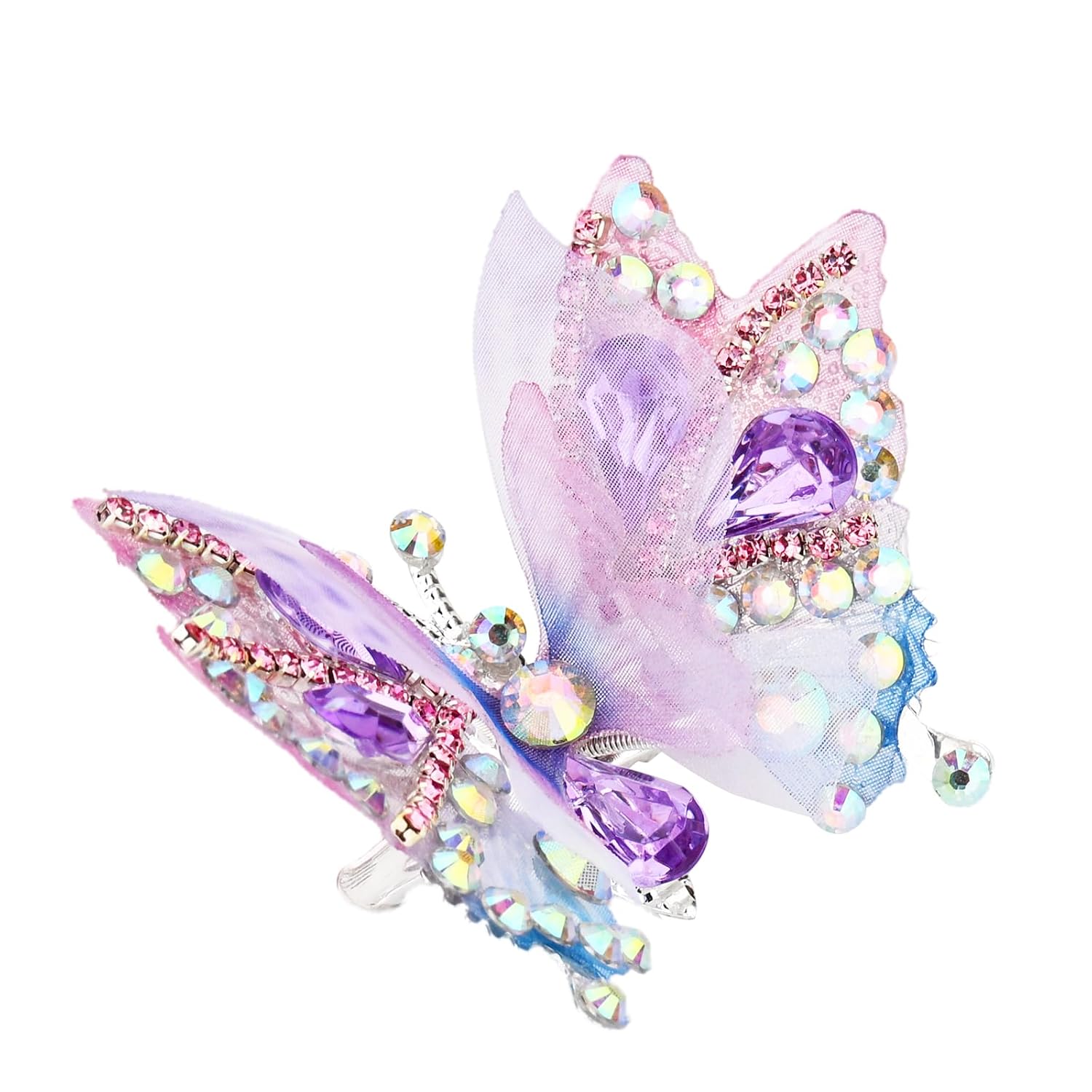 2Pcs Flying Butterfly Hairclips for Girls Women, Cute Moving Wings 3D Butterfly Hairpins Glitter Rhinestones Barrettes Hair Accessories for Little Girls (Drop)
