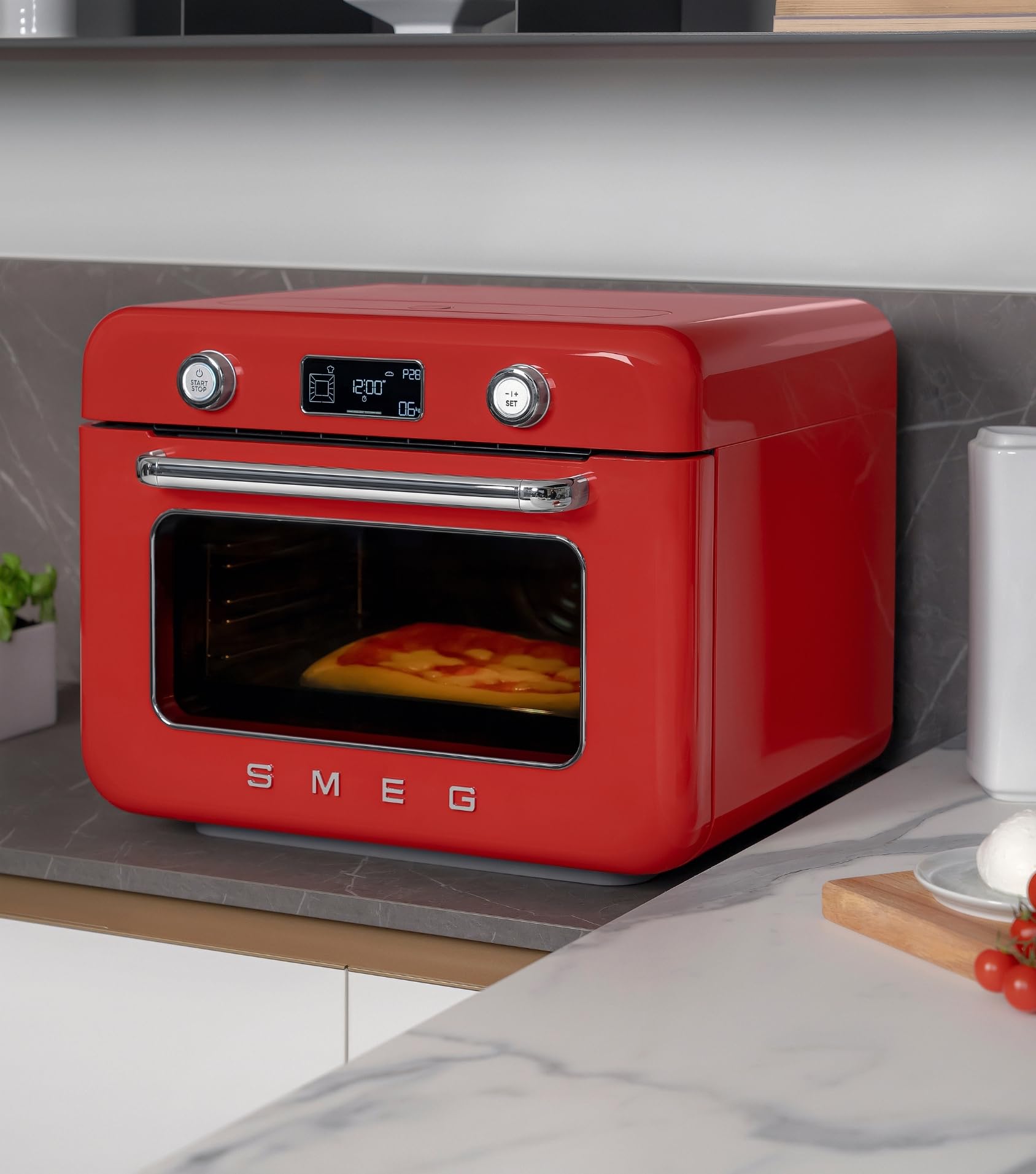 Smeg, COF01BLEU, Dampf-Kombibackofen, 10 Kochfunktionen, 33 automatische Rezepte, abnehmbarer Tank, Dampfgaren, Entkalkungsfunktion, 1800 W Leistung, Schwarz