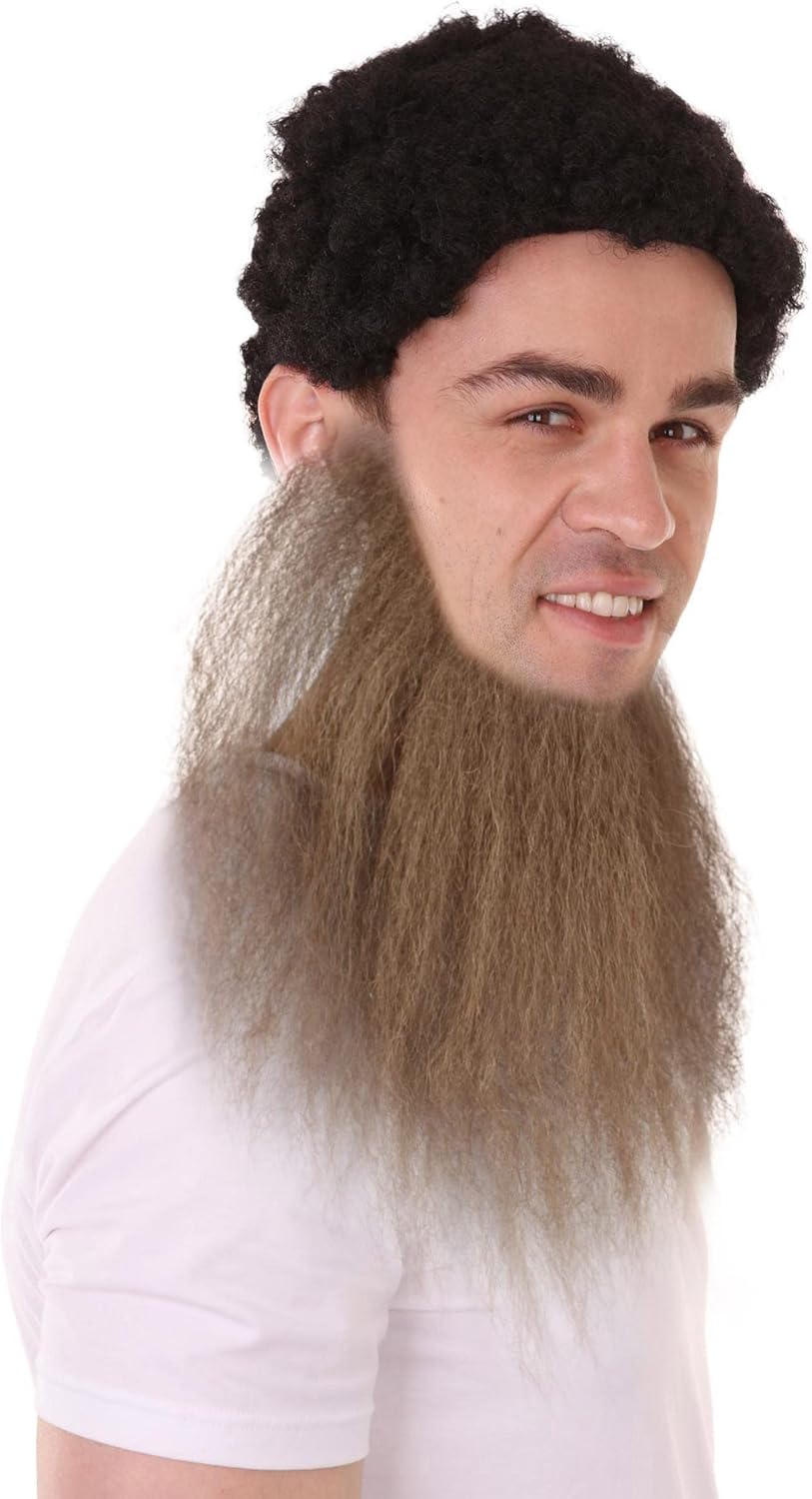 HPO Men's Long Beard Set Dark Brown Cosplay Facial Hair