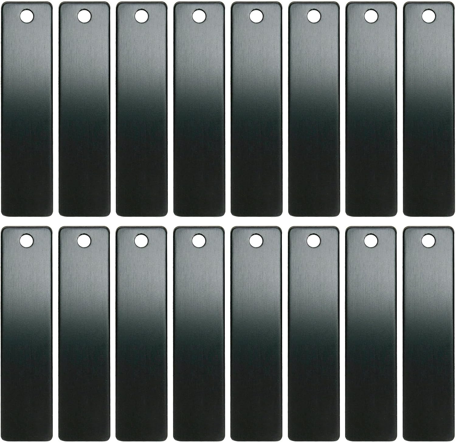 ABBECIAO Engravable Metal Keychain Blanks for Laser Engraving, 2" x 1/2" Anodized Aluminum Rectangle Stamping Blanks with One Hole, 14ga. Thick, Pack of 25 (Black)
