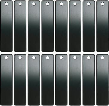 ABBECIAO Engravable Metal Keychain Blanks for Laser Engraving, 2" x 1/2" Anodized Aluminum Rectangle Stamping Blanks with One Hole, 14ga. Thick, Pack of 25 Black