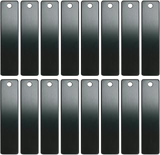 ABBECIAO Engravable Metal Keychain Blanks for Laser Engraving, 2" x 1/2" Anodized Aluminum Rectangle Stamping Blanks with One Hole, 14ga. Thick, Pack of 25 (Black)