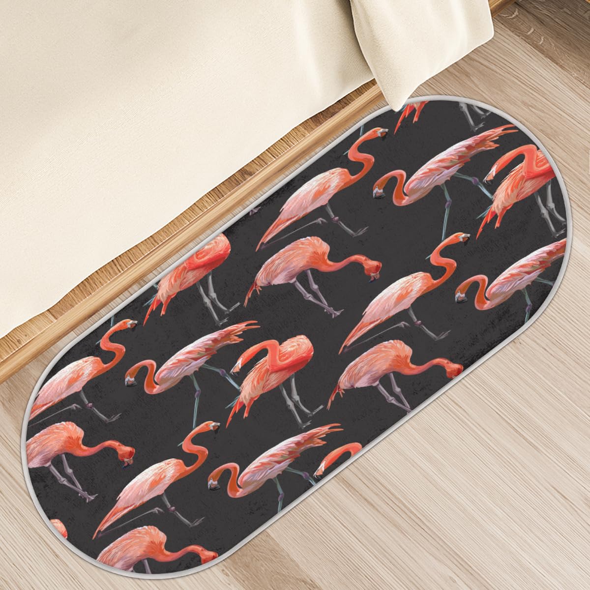 TropicalLife Dywan z flamingiem 50 x 120 cm, flaming długie włosy pogrubione dywaniki do pokoju kuchni domu łazienki wewnątrz antypoślizgowa mata podłogowa dywaniki