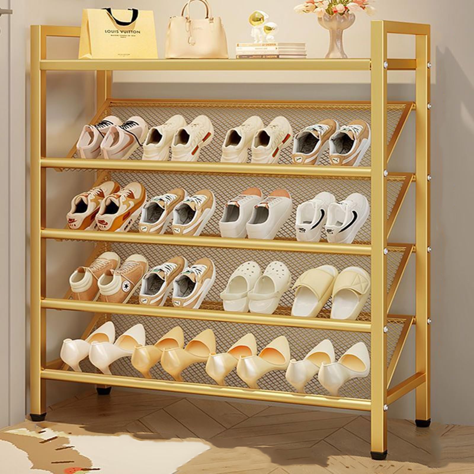 5Tier d Metalowy stojak na buty Slim Open Design High Capaci buty nizer do wejścia oszczędzające miejsce buty Sto Solut