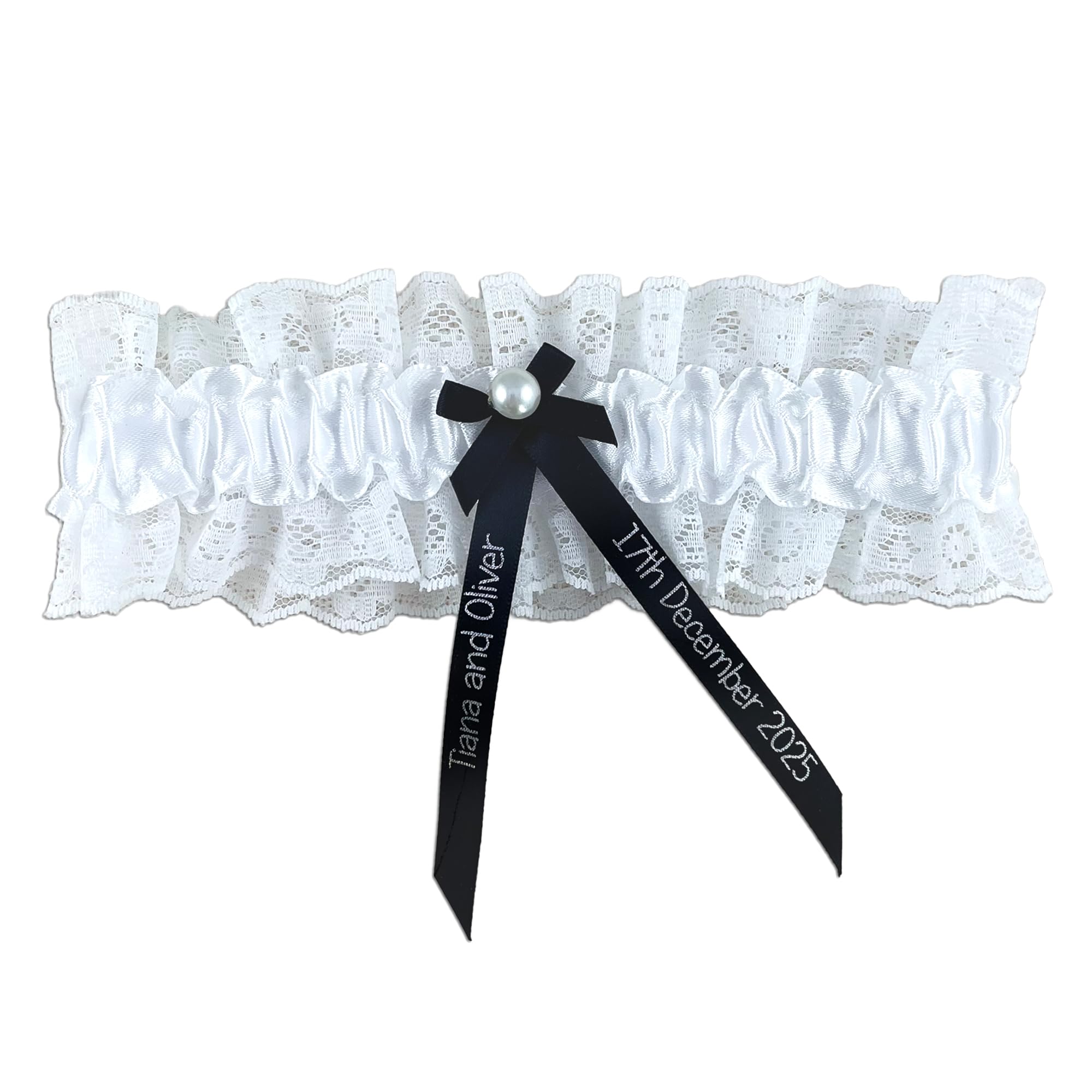 Fuzzy Cactus Black Personalised Garter - Bride To Be Garters - Something Blue - Wedding Or Hen Party