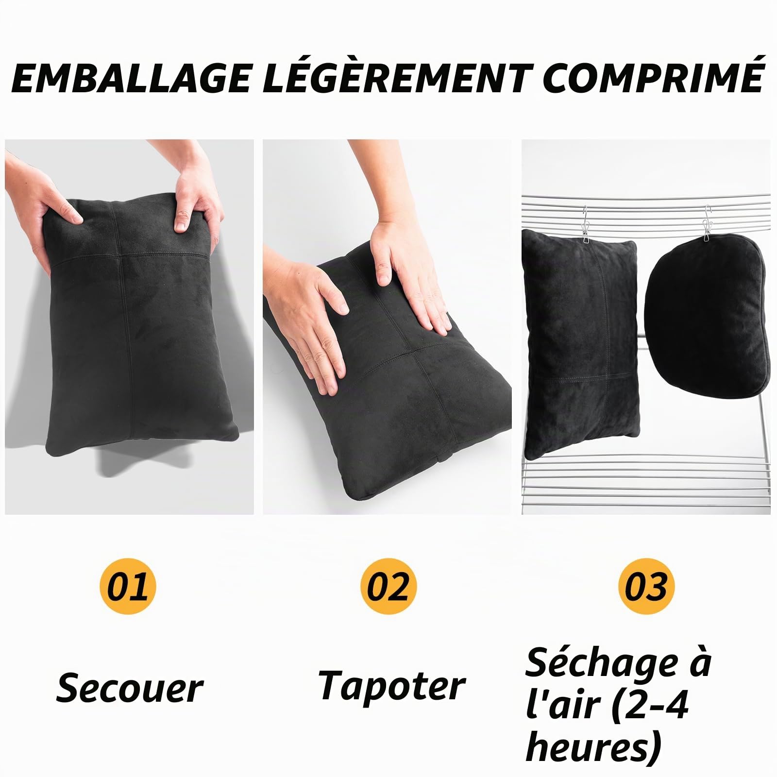Kwak's Coffret Oreillette et Support Lombaire pour Voiture–Oreiller Cervical à Réglage de Hauteur sur 2 Niveaux, Housse Amovible et Lavable, Coussin de Confort pour la Conduite(Noir)