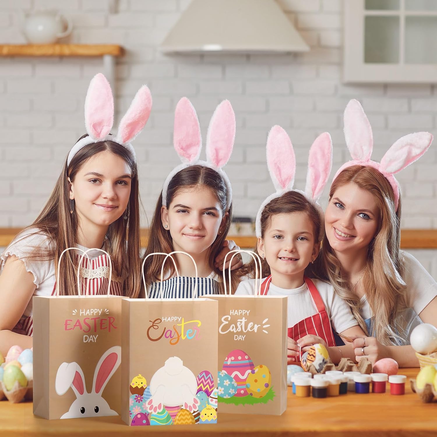 Pasimy 18 Pcs Easter Gift Bags Bulk with Handles Happy Easter Day Kraft Paper Bunny Colorful Eggs Goodie Treat Bags for Candy Cookies Snacks Spring Party Favor Supplies Hunt,8.7 x 6.3 x 3.2 Inch - Image 7