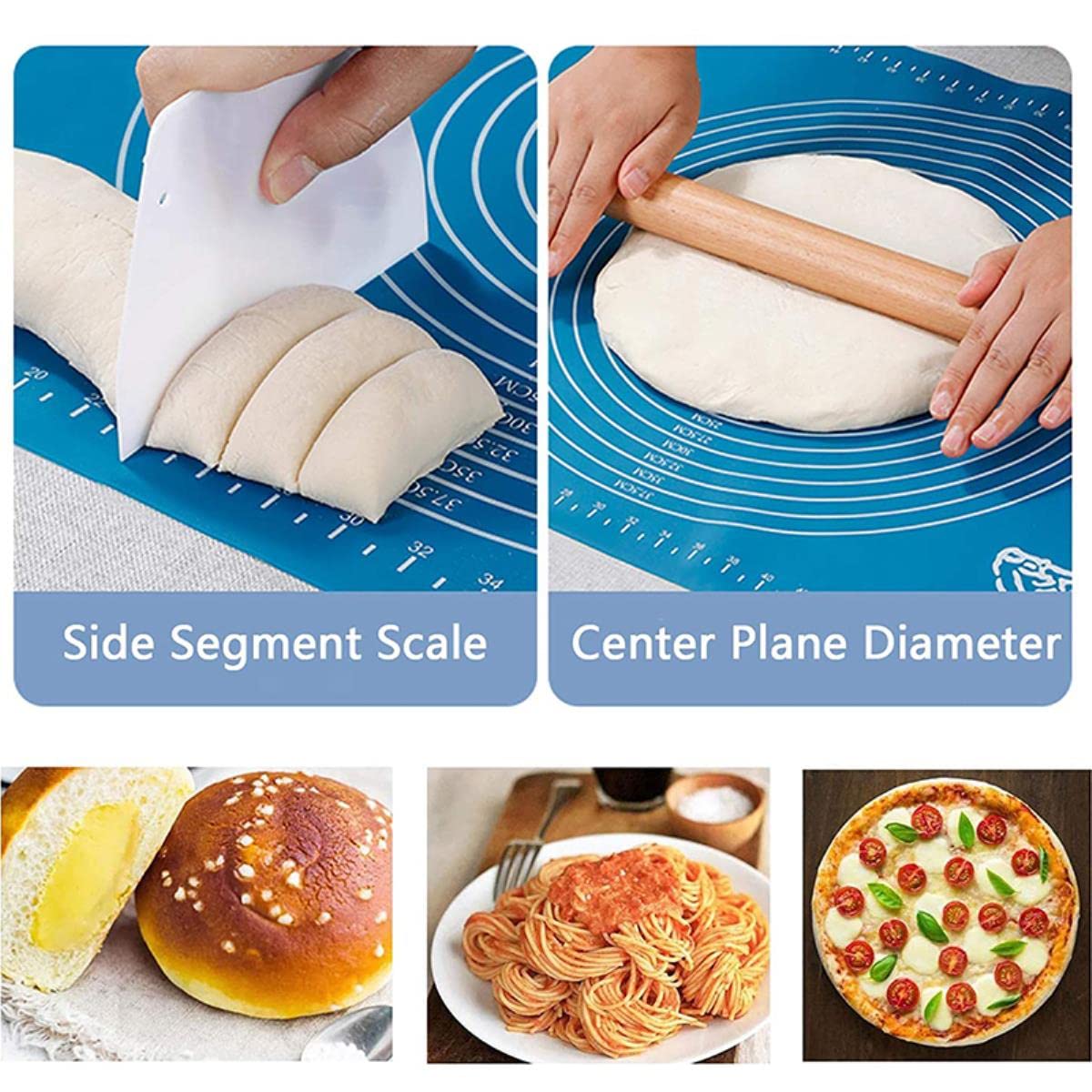 Alfombrilla de Silicona para Hornear de Gran tamaño de 80/70/60cm, Alfombrilla para amasar y repostería, Cocina, Crepes, Masa para Pizza, sartén Antiadherente, Alfombrilla para repostería, Novedad d
