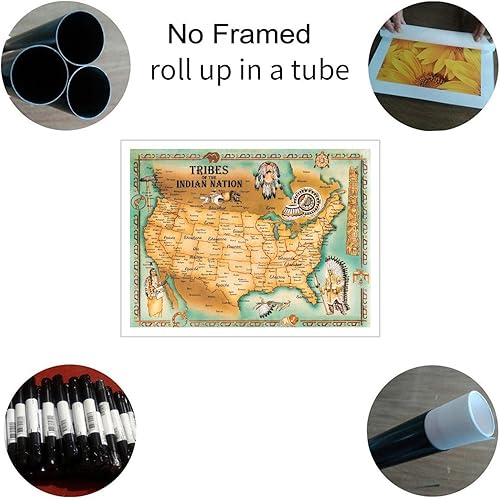 Miniatura 6 de This Is A Map Of American Native Tribe Nations - Lienzo decorativo para pared mapa de tribus indias de Estados Unidos póster para decoración de